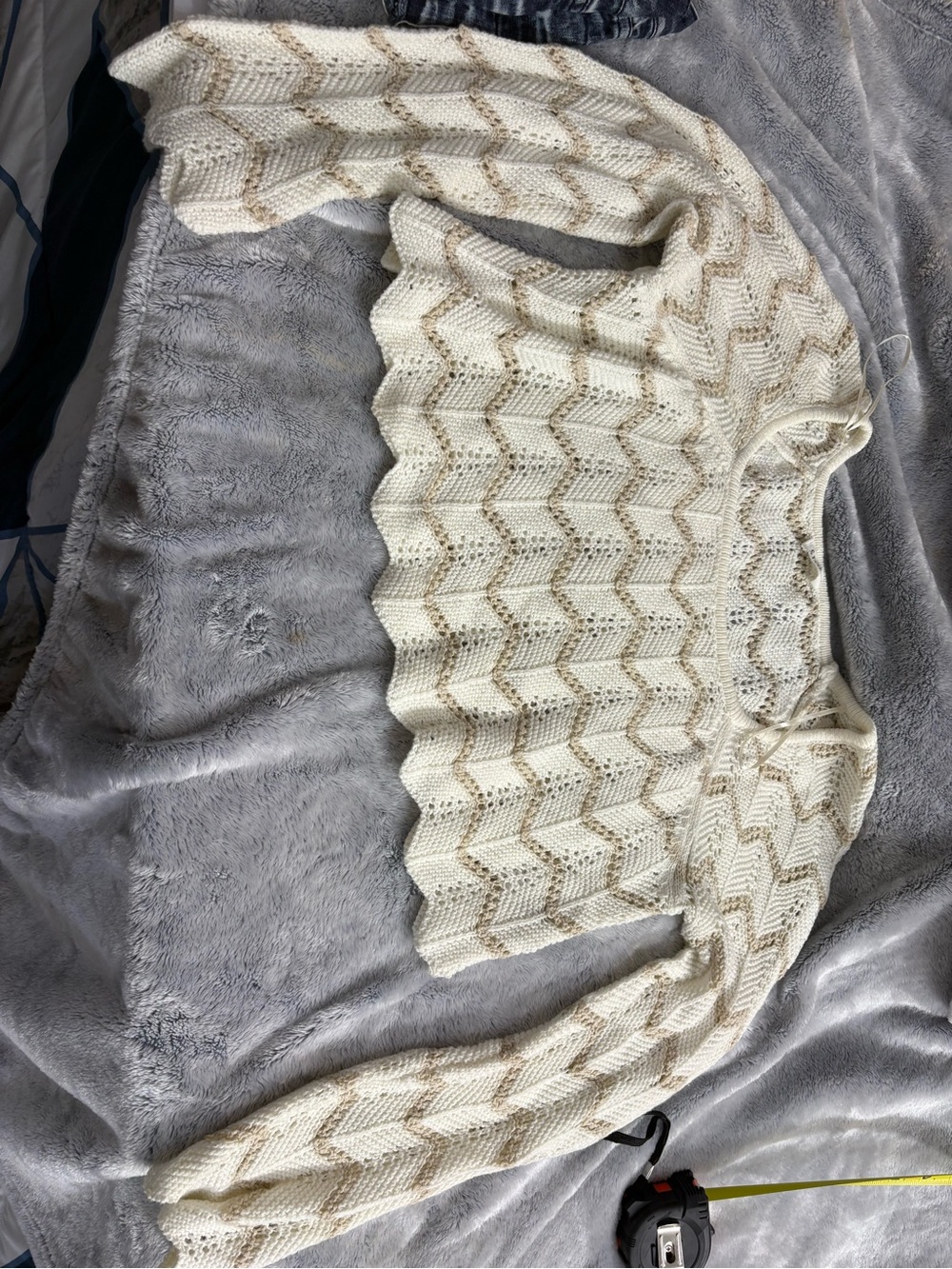 Cream Chevron Knit Women's Sweater
